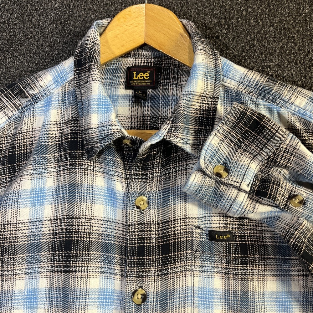 Lee Flannel Mens Large Blue Plaid Shirt‎ Jacket Outdoor - Picture 2 of 9